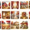 Autumn Enchantment Clipart Set - 120+ transparent PNG, Cozy autumn illustrations, Cottagecore fall images, Commercial use, Digital download