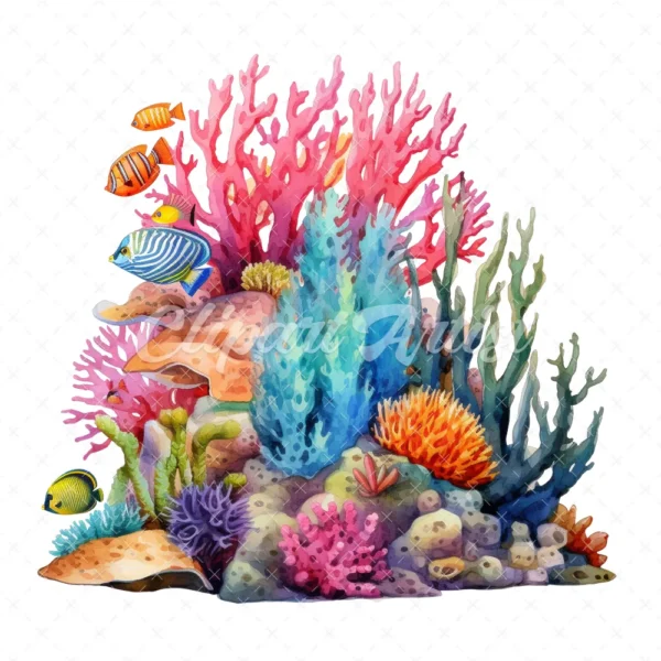 19 High-Quality Reef Clipart - Reef digital watercolor JPG instant download for commercial use - Digital download