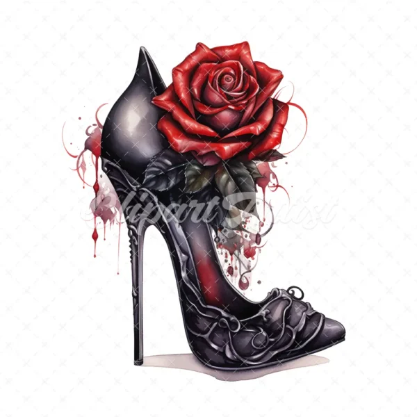 20 High-Quality Rose Gothic High Heels Clipart - Gothic heels digital watercolor JPG instant download for commercial use - Digital download