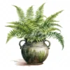 20 High-Quality Fern Antique Pot Clipart - digital watercolor JPG instant download for commercial use - Digital download