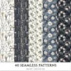 Gothic Diary Seamless Patterns, Gothic halloween JPEG, Skull sigils pattern, Rose, Floral, Haunted repeating pattern,Digital scrapbook paper