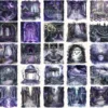 Haunted Masquerade Watercolor Clipart Set - 230+ transparent PNG, Spooky halloween graphics, Gothic images, Commercial use, Digital download