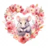 19 High-Quality Mouse in Heart Wreath Clipart - Mouse wreath digital watercolor JPG instant download for commercial use - Digital download