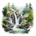 20 High-Quality Forest Waterfalls Clipart - Forest waterfall digital watercolor JPG instant download for commercial use - Digital download