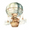 20 High-Quality Air Balloon Teddy Bear Clipart - Teddy bear digital watercolor JPG instant download for commercial use - Digital download