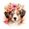 20 High-Quality Floral Portrait Puppy Clipart - Floral Puppy digital watercolor JPG instant download for commercial use - Digital download