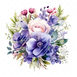 20 High-Quality Bouquet of Flowers Clipart - Bouquet of flower digital watercolor JPG instant download for commercial use - Digital download