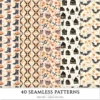 Cozy Halloween Seamless Patterns, Spooky halloween JPEG, Skulls pattern, Witch Hat, Ghosts, Bats repeating pattern, Digital scrapbook paper