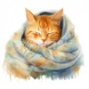 20 High-Quality Cat Sleeping in Shawl Clipart - Sleeping Cat digital watercolor JPG instant download for commercial use - Digital download