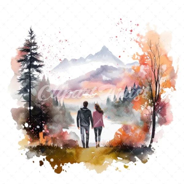 20 High-Quality Loving Couple Clipart - Loving couple digital watercolor JPG instant download for commercial use - Digital download