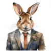 19 High-Quality Bunny in Suit Clipart - Bunny in suit digital watercolor JPG instant download for commercial use - Digital download