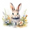 20 High-Quality Bunny in a Meadow Clipart - Bunny meadow digital watercolor JPG instant download for commercial use - Digital download