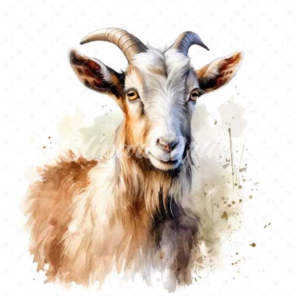 20 High-Quality Kiko Goat Clipart - Kiko goat digital watercolor JPG instant download for commercial use - Digital download