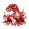 20 High-Quality Red Floral Dinosaur Clipart - Red dinosaur digital watercolor JPG instant download for commercial use - Digital download