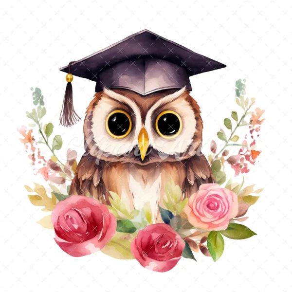 19 High-Quality Graduation Owl Clipart - Graduation owl digital watercolor JPG instant download for commercial use - Digital download