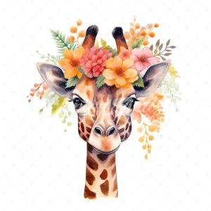 19 High-Quality Floral Giraffe Clipart - Floral giraffe digital watercolor JPG instant download for commercial use - Digital download