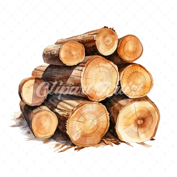 18 High-Quality Chopped Wood Clipart - Chopped wood digital watercolor JPG instant download for commercial use - Digital download