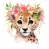 20 High-Quality Floral Cute Cheetah Clipart - Cute cheetah digital watercolor JPG instant download for commercial use - Digital download