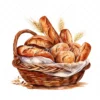 20 High-Quality Bread Basket Clipart - Bread basket digital watercolor JPG instant download for commercial use - Digital download