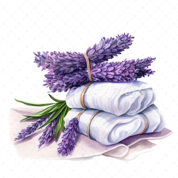 20 High-Quality Lavender Towels Clipart - Lavender towels digital watercolor JPG instant download for commercial use - Digital download