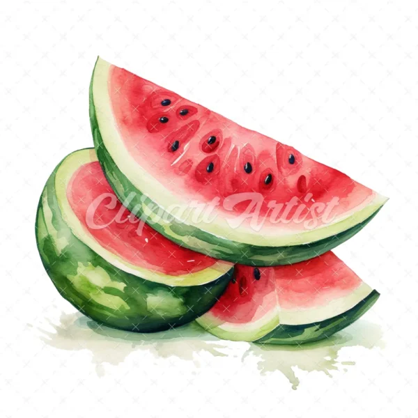 20 High-Quality Watermelon Clipart - Watermelon digital watercolor JPG instant download for commercial use - Digital download