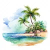 20 High-Quality Tropical Beach Clipart - Tropical beach digital watercolor JPG instant download for commercial use - Digital download