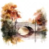 19 High-Quality Bridge on River Clipart - Bridge on river digital watercolor JPG instant download for commercial use - Digital download