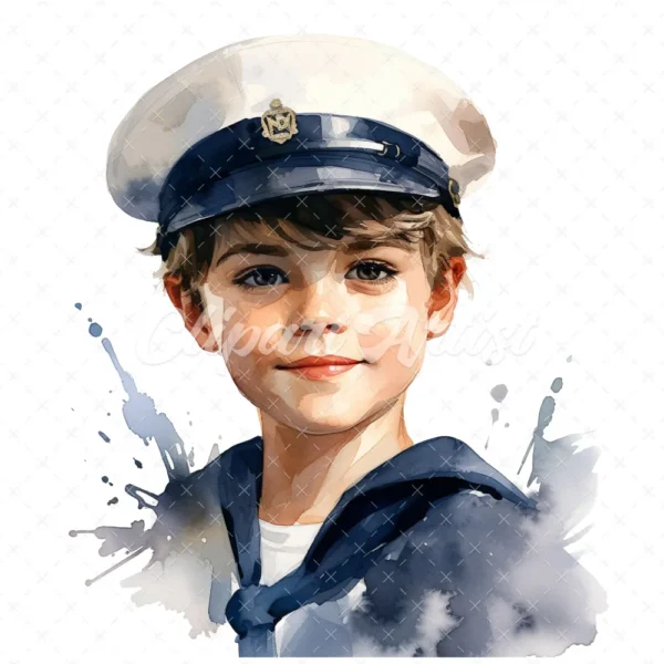 20 High-Quality Sailor Boy Clipart - Sailor boy digital watercolor JPG instant download for commercial use - Digital download