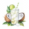 20 High-Quality Coconut Drink Clipart - Coconut drink digital watercolor JPG instant download for commercial use - Digital download