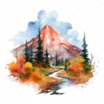 20 High-Quality Autumn Mountains Clipart - Autumn mountains digital watercolor JPG instant download for commercial use - Digital download