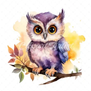 19 High-Quality Baby Owls Clipart - Baby owls digital watercolor JPG instant download for commercial use - Digital download