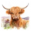 19 High-Quality Highland Cow in Grass Clipart - Highland cow digital watercolor JPG instant download for commercial use - Digital download