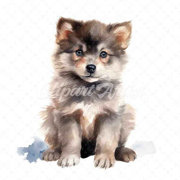 20 High-Quality Fluffy Sitting Dogs Clipart - Fluffy dogs digital watercolor JPG instant download for commercial use - Digital download