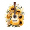 20 High-Quality Sunflowers Guitars Clipart - Sunflowers guitar digital watercolor JPG instant download for commercial use - Digital download
