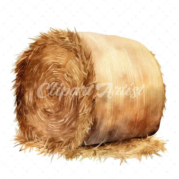 19 High-Quality Hay Bale Clipart - Hay bale digital watercolor JPG instant download for commercial use - Digital download