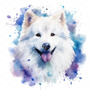 20 High-Quality Samoyed Clipart - Samoyed dog digital watercolor JPG instant download for commercial use - Digital download