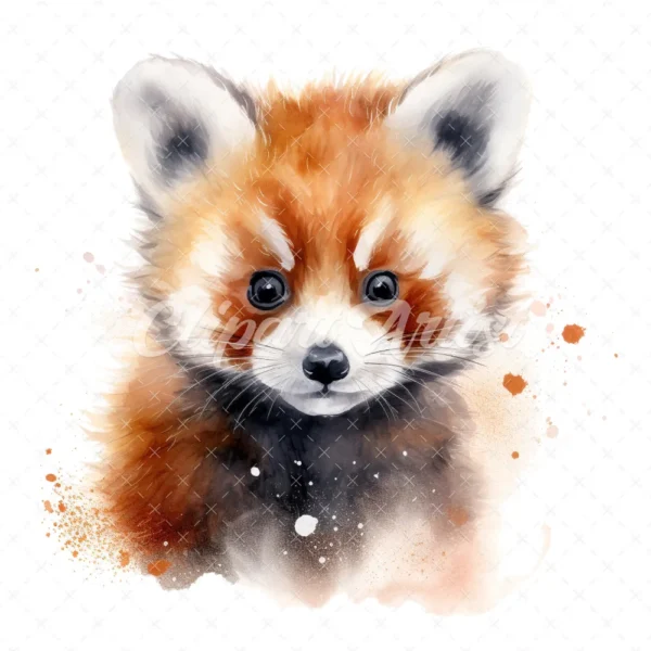 20 High-Quality Baby Red Panda Portrait Clipart - Baby panda digital watercolor JPG instant download for commercial use - Digital download