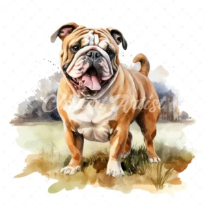 20 High-Quality Bulldog Clipart - Bulldog dog digital watercolor JPG instant download for commercial use - Digital download