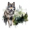 20 High-Quality Forest Grey Wolf Clipart - Forest grey wolf digital watercolor JPG instant download for commercial use - Digital download