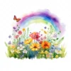 22 High-Quality Rainbow Meadow Clipart - Rainbow meadow digital watercolor JPG instant download for commercial use - Digital download