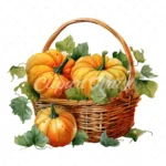 20 High-Quality Pumpkin Basket Clipart - Pumpkin basket digital watercolor JPG instant download for commercial use - Digital download