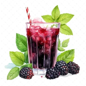 19 High-Quality Blackberries Juice Clipart - Blackberries digital watercolor JPG instant download for commercial use - Digital download