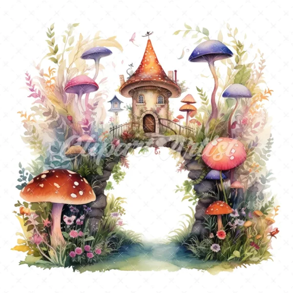 20 High-Quality Enchanted Fairy Forest Clipart - Fairy forest digital watercolor JPG instant download for commercial use - Digital download