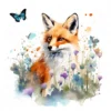 19 High-Quality Fox and Butterfly Clipart - Fox and butterfly digital watercolor JPG instant download for commercial use - Digital download