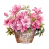 20 High-Quality Azaleas Basket Clipart - Azaleas basket digital watercolor JPG instant download for commercial use - Digital download