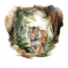 20 High-Quality Forest Cave Tiger Clipart - Cave tiger digital watercolor JPG instant download for commercial use - Digital download