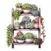 20 High-Quality Succulent Rack Clipart - Succulent rack digital watercolor JPG instant download for commercial use - Digital download