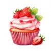 20 High-Quality Strawberry Cupcake Clipart - Cupcake digital watercolor JPG instant download for commercial use - Digital download