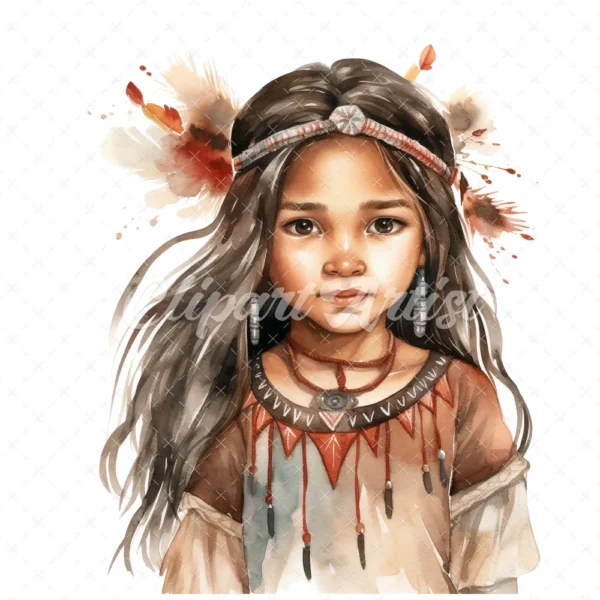 20 High-Quality Native American Girl Clipart - Native american digital watercolor JPG instant download for commercial use - Digital download