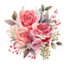 20 High-Quality Rose Bouquet Clipart - Rose bouquet digital watercolor JPG instant download for commercial use - Digital download